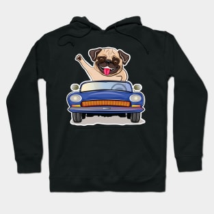 Pug Dog Driving A Car Hoodie